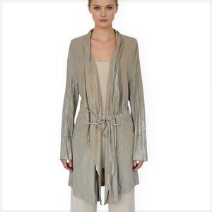 Sylvie Schimmel Paris Leather Tie Front Jacket Metallic Goat $1765 NWT New 44